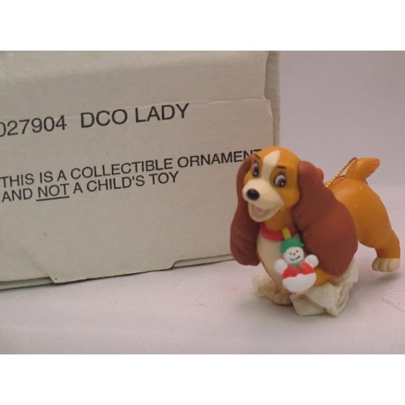 Disney Other - Disney Lady w/ Snowman Christmas Tree Ornament Dog‎ w/Box Grolier
